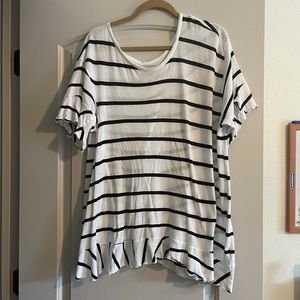 CHASER striped flowy open back tee